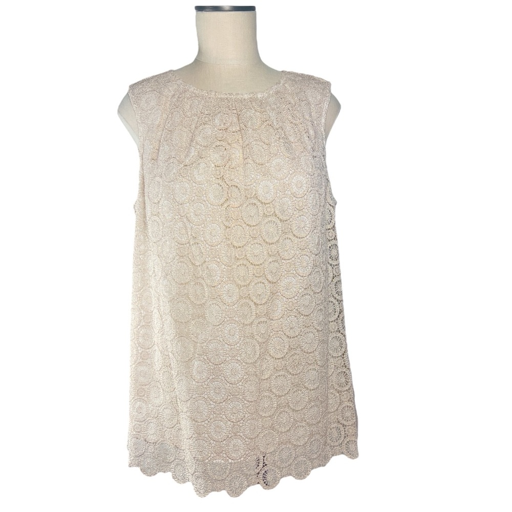 Talbots Gold and Ivory Lace‎ Medallion Sleeveless Top Sz 14 EUC Cocktail Wedding